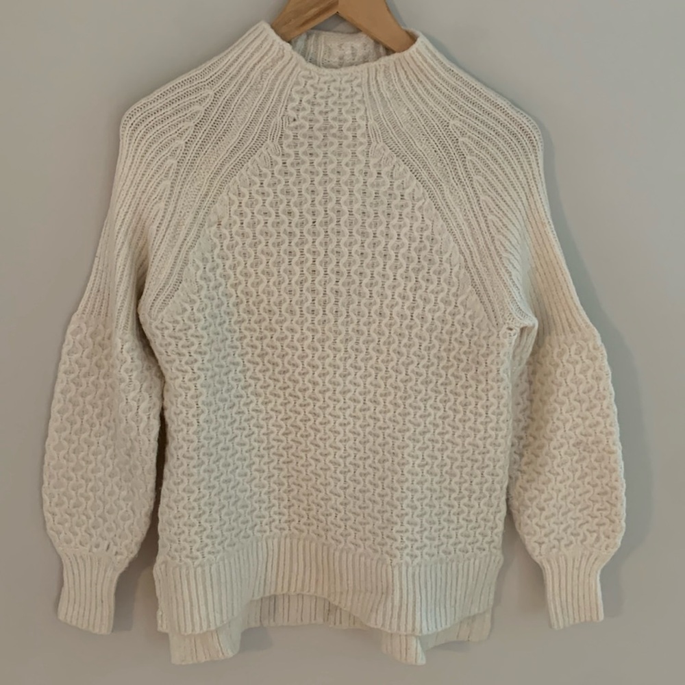 Anthropologie Bia Mock Neck Alpaca Blend Oversized Sweater Cream Small
